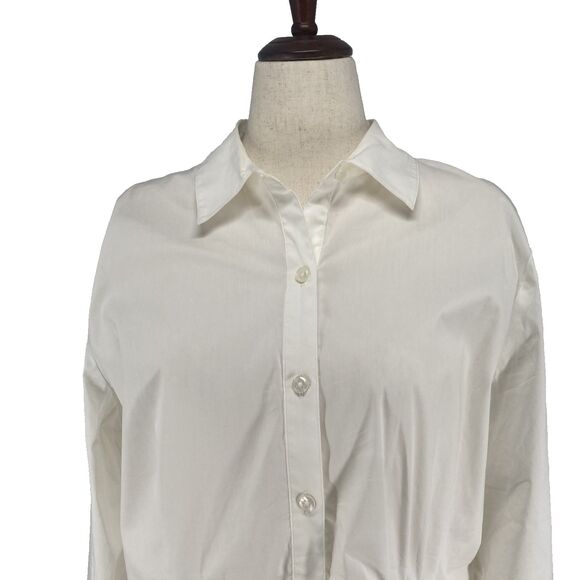 CaBI Asymmetrical Tunic Blouse Size XL Ivory Chic Button Up Long Sleeve Studded - Picture 3 of 13